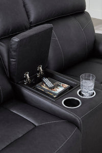 Montacute Black Reclining Loveseat with Console