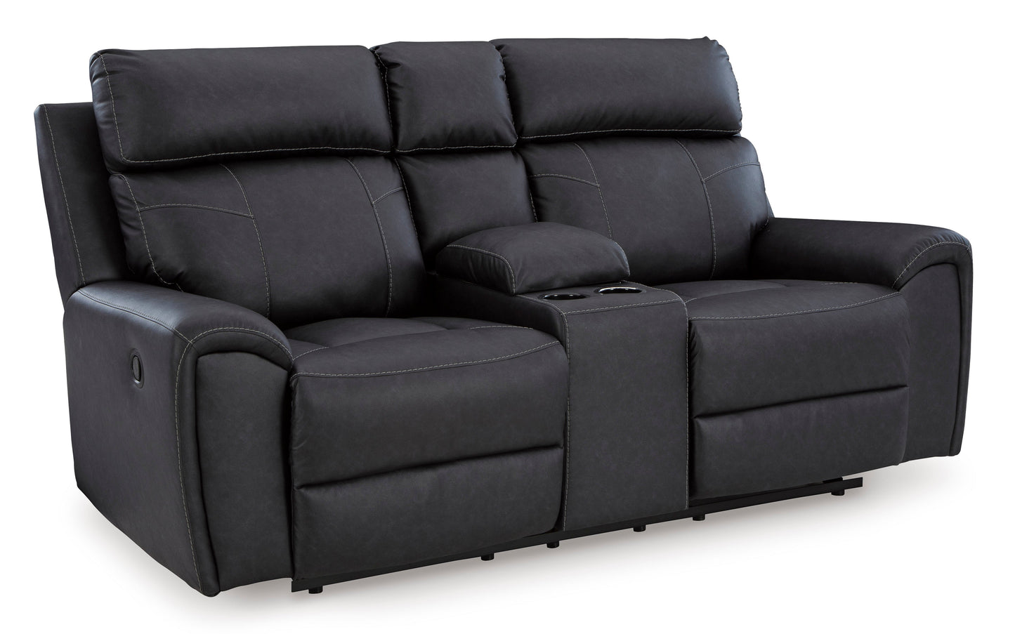 Montacute Black Reclining Loveseat with Console