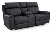 Montacute Black Reclining Loveseat with Console