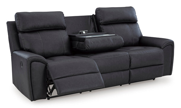 Montacute Black Reclining Sofa w/Drop Down Table