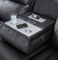 Montacute Black Reclining Sofa w/Drop Down Table