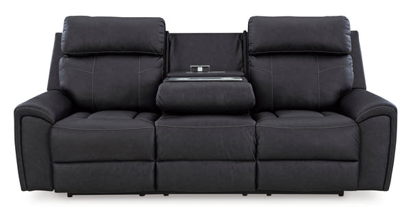 Montacute Black Reclining Sofa w/Drop Down Table