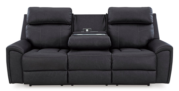 Montacute Black Reclining Sofa w/Drop Down Table