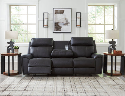 Montacute Black Reclining Sofa w/Drop Down Table