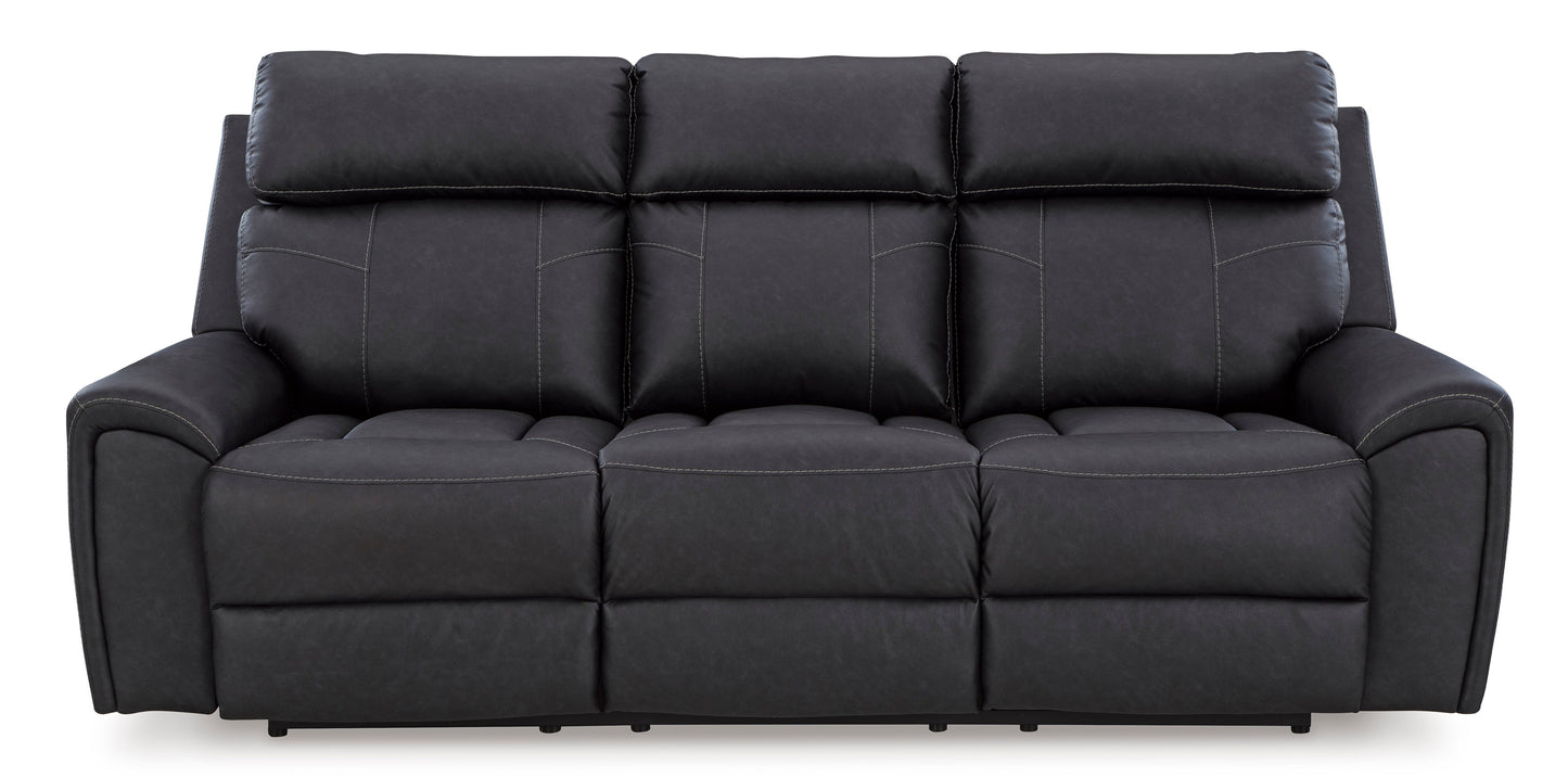 Montacute Black Reclining Sofa w/Drop Down Table