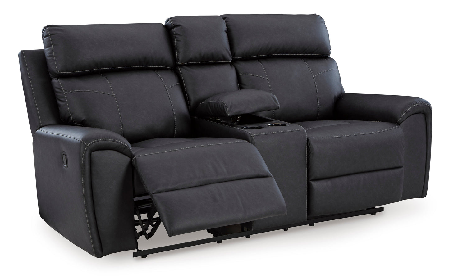 Montacute Black Reclining Loveseat with Console