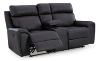 Montacute Black Reclining Loveseat with Console