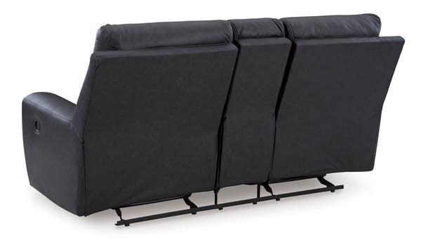Montacute Black Reclining Loveseat with Console