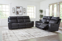 Montacute Black Reclining Loveseat with Console