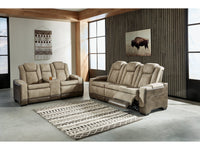 Next-Gen DuraPella Dual Tone Sand Power Reclining Sofa and Loveseat