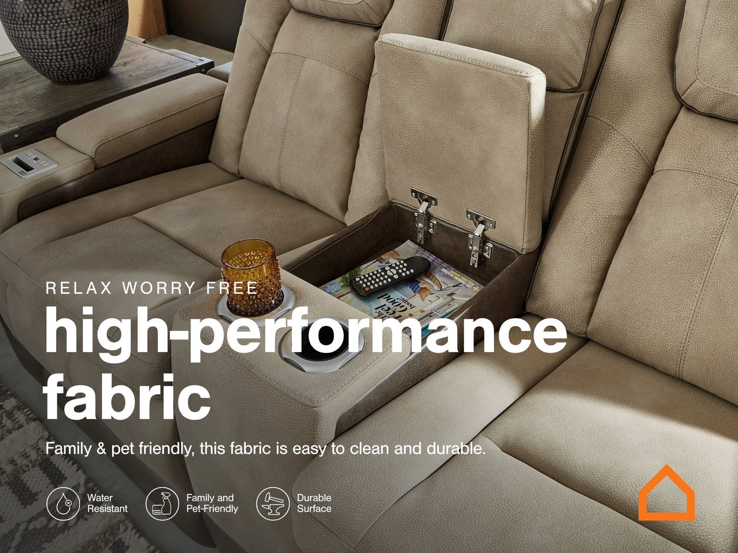 Next-Gen DuraPella Dual Tone Sand Power Reclining Sofa and Loveseat