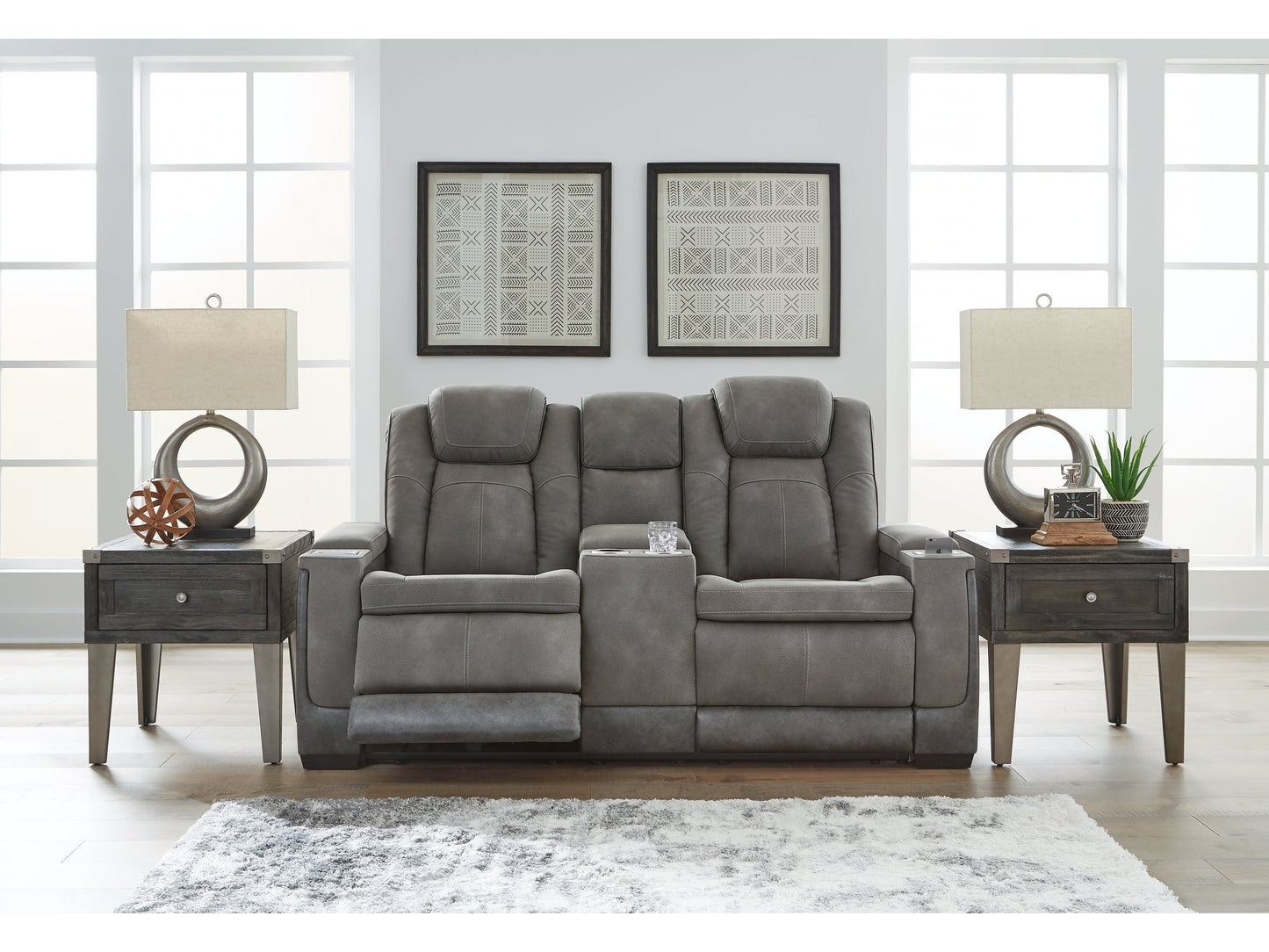 Next-Gen DuraPella Dual-Tone Slate Power Reclining Loveseat w/ Console