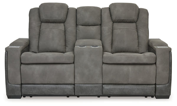 Next-Gen DuraPella Dual-Tone Slate Power Reclining Loveseat w/ Console