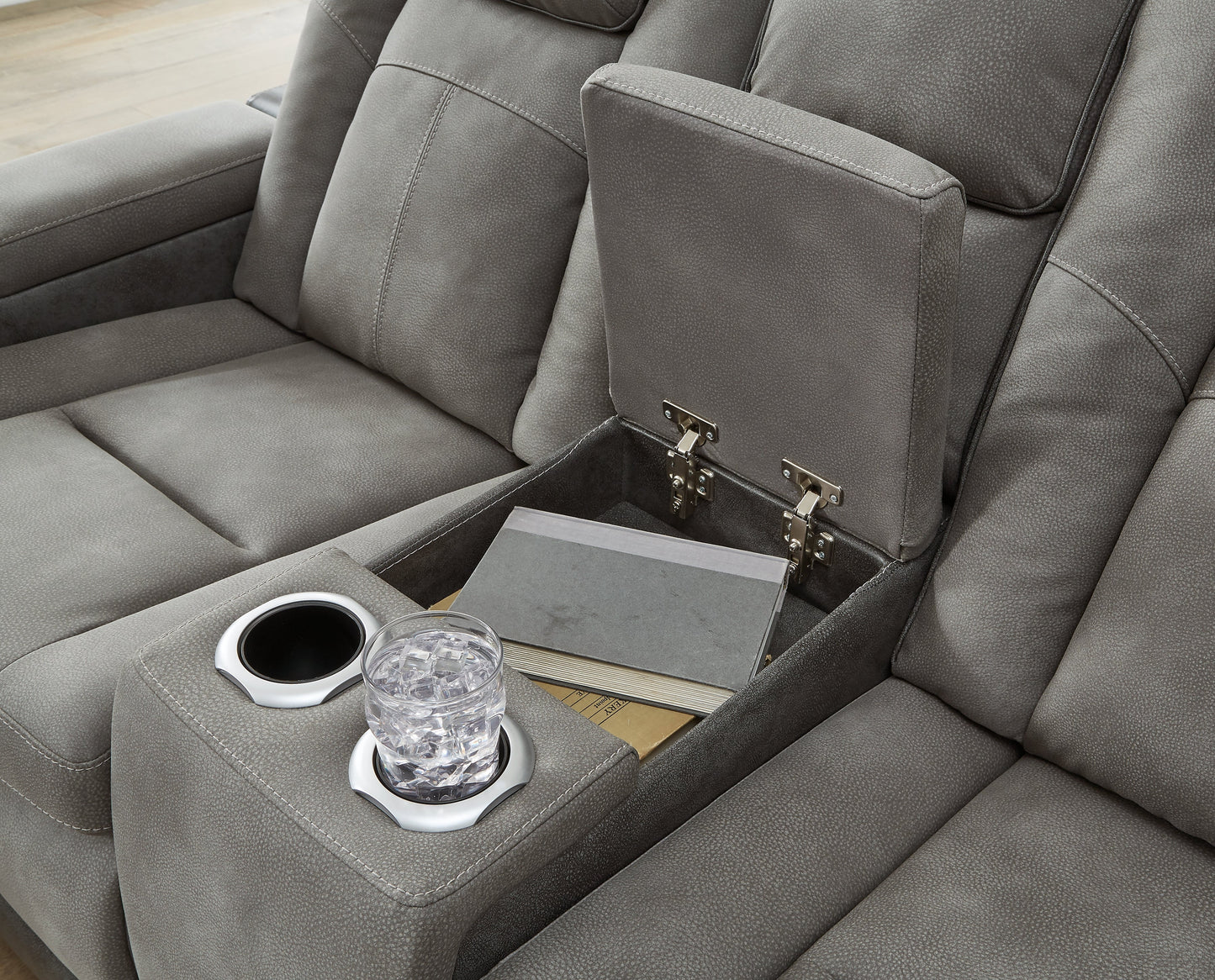 Next-Gen DuraPella Dual-Tone Slate Power Reclining Loveseat w/ Console