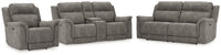 Next-Gen DuraPella Gray Power Reclining Sofa, Loveseat and Recliner Pillow Arm