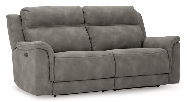 Next-Gen DuraPella Gray Power Reclining Sofa, Loveseat and Recliner Pillow Arm