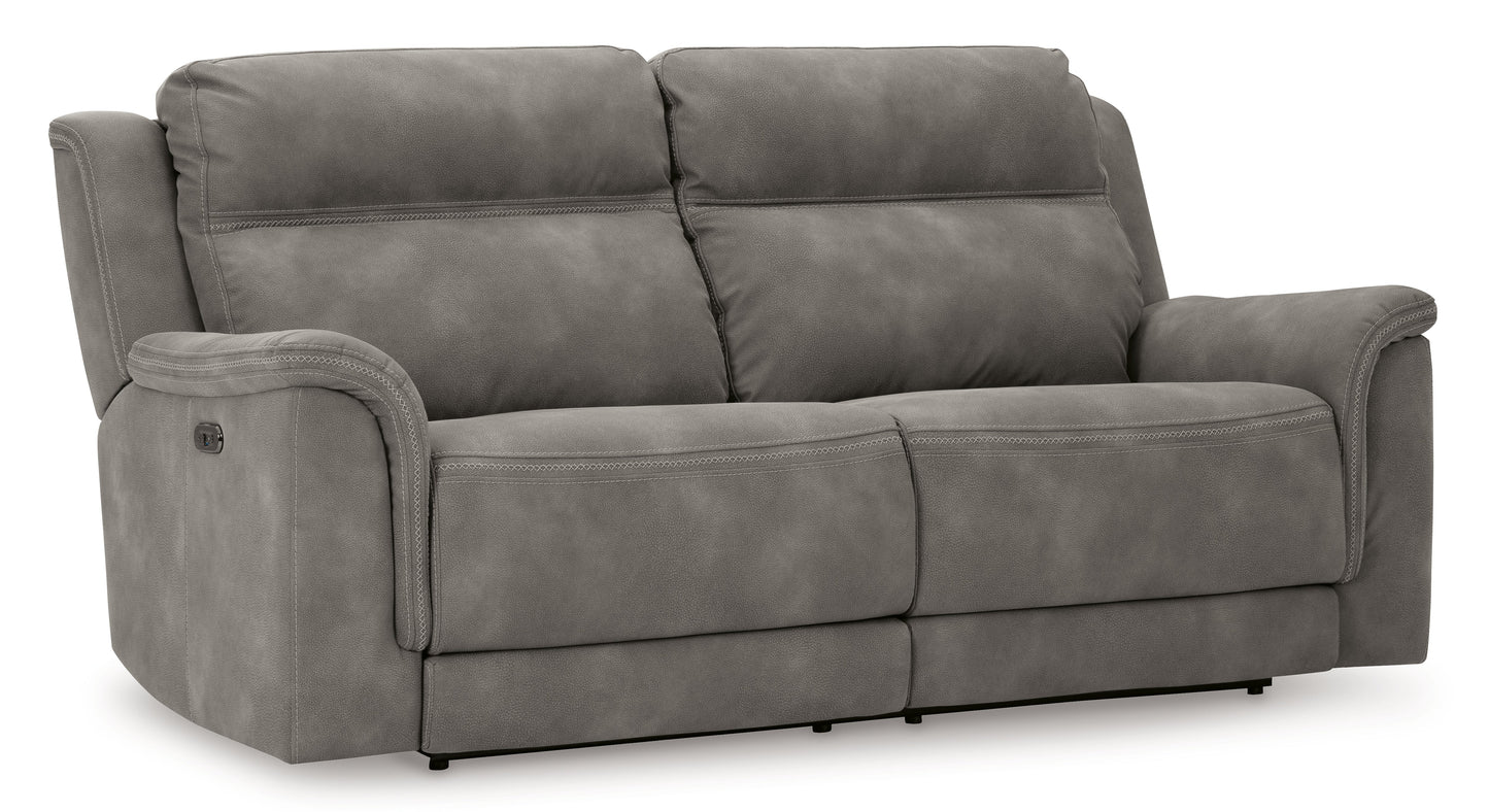 Next-Gen DuraPella Gray Power Reclining Sofa, Loveseat and Recliner Pillow Arm