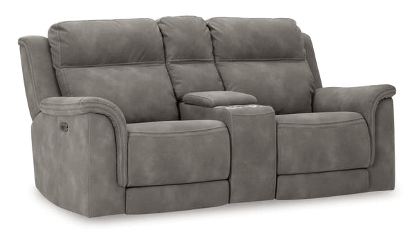 Next-Gen DuraPella Gray Power Reclining Sofa, Loveseat and Recliner Pillow Arm