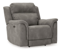 Next-Gen DuraPella Gray Power Reclining Sofa, Loveseat and Recliner Pillow Arm