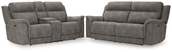Next-Gen DuraPella Gray Power Reclining Sofa and Loveseat