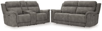Next-Gen DuraPella Gray Power Reclining Sofa and Loveseat