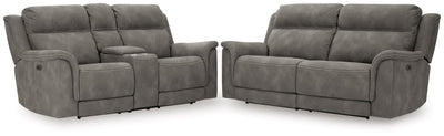 Next-Gen DuraPella Gray Power Reclining Sofa and Loveseat
