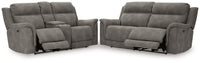 Next-Gen DuraPella Gray Power Reclining Sofa and Loveseat