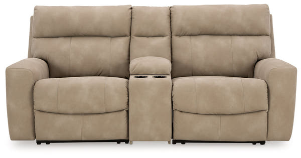 Next-Gen DuraPella Sand 3-Piece Power Reclining Sectional Loveseat with Console