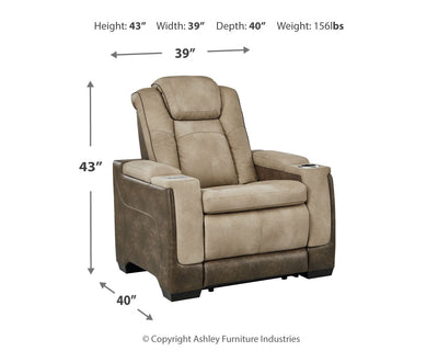 DuraPella Box-Arm Power Recliner with Adjustable Headrest