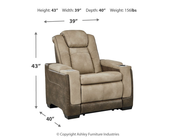 DuraPella Box-Arm Power Recliner with Adjustable Headrest