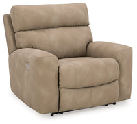 DuraPella Sand Pillow-Arm Power Recliner with Adjustable Headrest