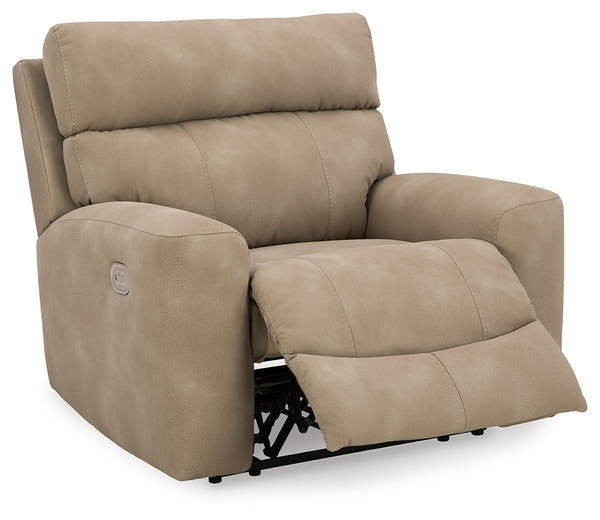 DuraPella Sand Pillow-Arm Power Recliner with Adjustable Headrest