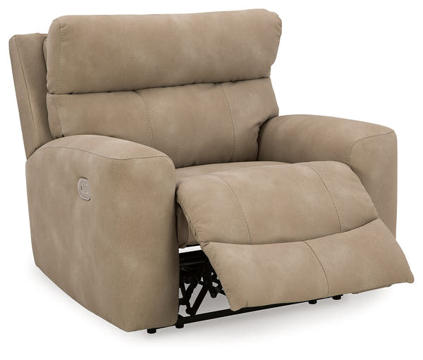 DuraPella Sand Pillow-Arm Power Recliner with Adjustable Headrest