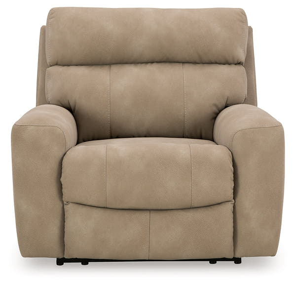 DuraPella Sand Pillow-Arm Power Recliner with Adjustable Headrest