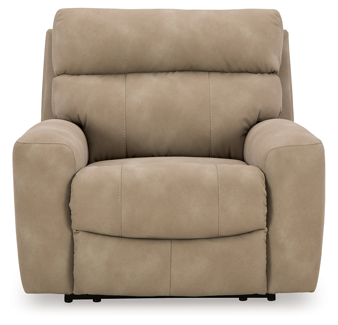 DuraPella Sand Pillow-Arm Power Recliner with Adjustable Headrest