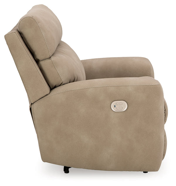 DuraPella Sand Pillow-Arm Power Recliner with Adjustable Headrest