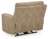 DuraPella Sand Pillow-Arm Power Recliner with Adjustable Headrest
