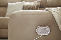 DuraPella Sand Pillow-Arm Power Recliner with Adjustable Headrest