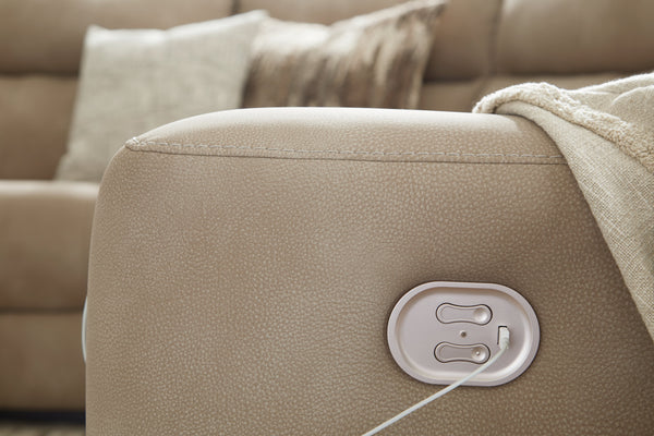 DuraPella Sand Pillow-Arm Power Recliner with Adjustable Headrest