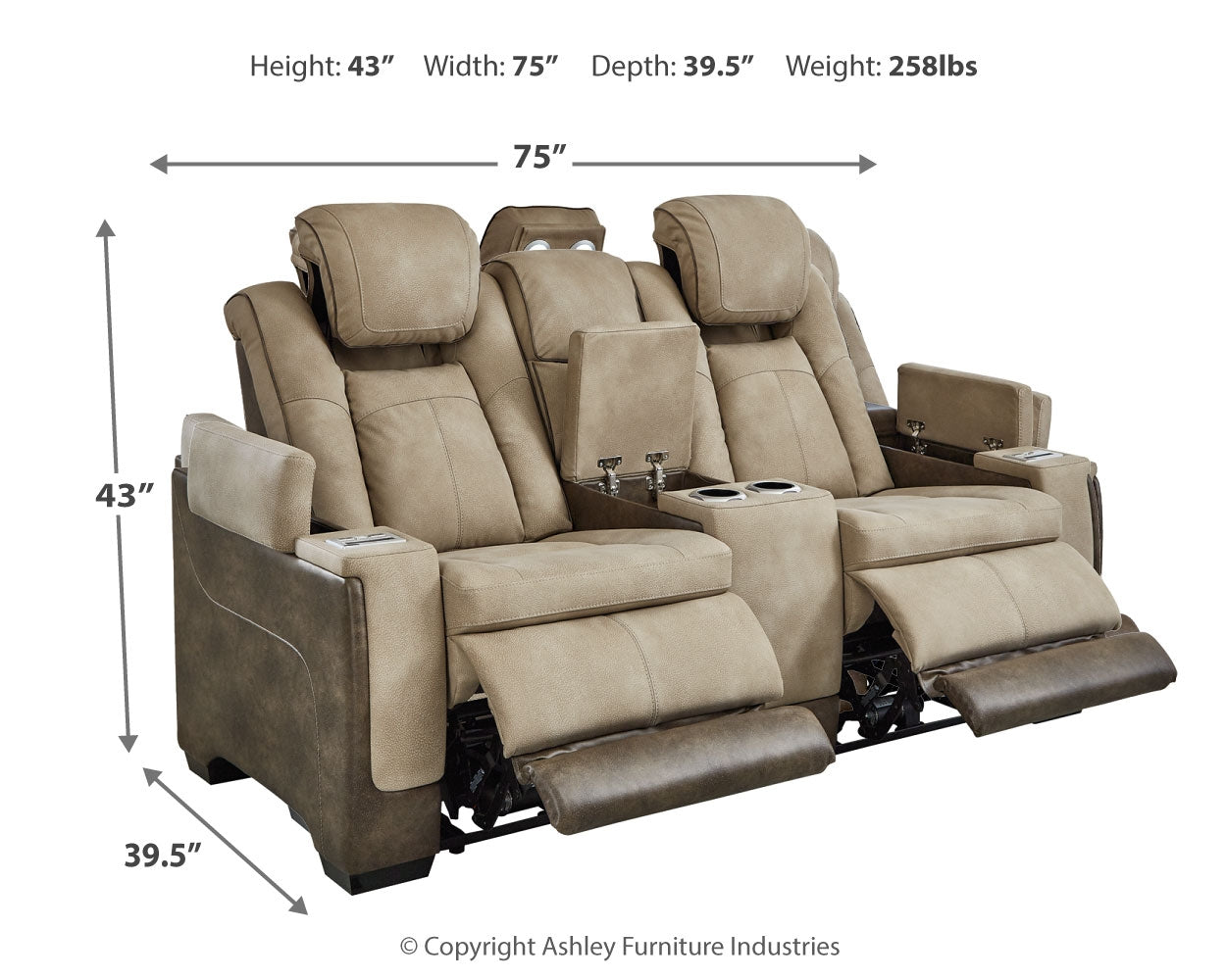 Next-Gen DuraPella Sand Power Reclining Loveseat w/ Console