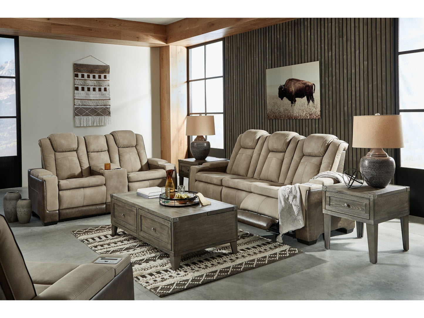 Next-Gen DuraPella Sand Power Reclining Sofa, Loveseat and Recliner
