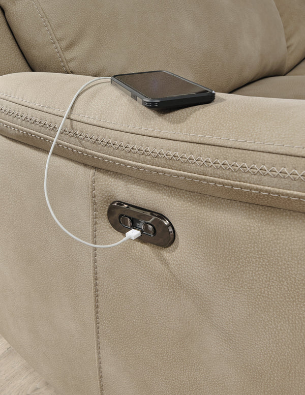 DuraPella Sand Pillow-Arm Power Reclining Sofa