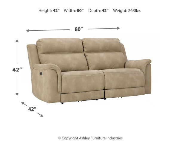 DuraPella Sand Pillow-Arm Power Reclining Sofa