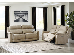 Next-Gen DuraPella Sand Power Reclining Sofa and Loveseat