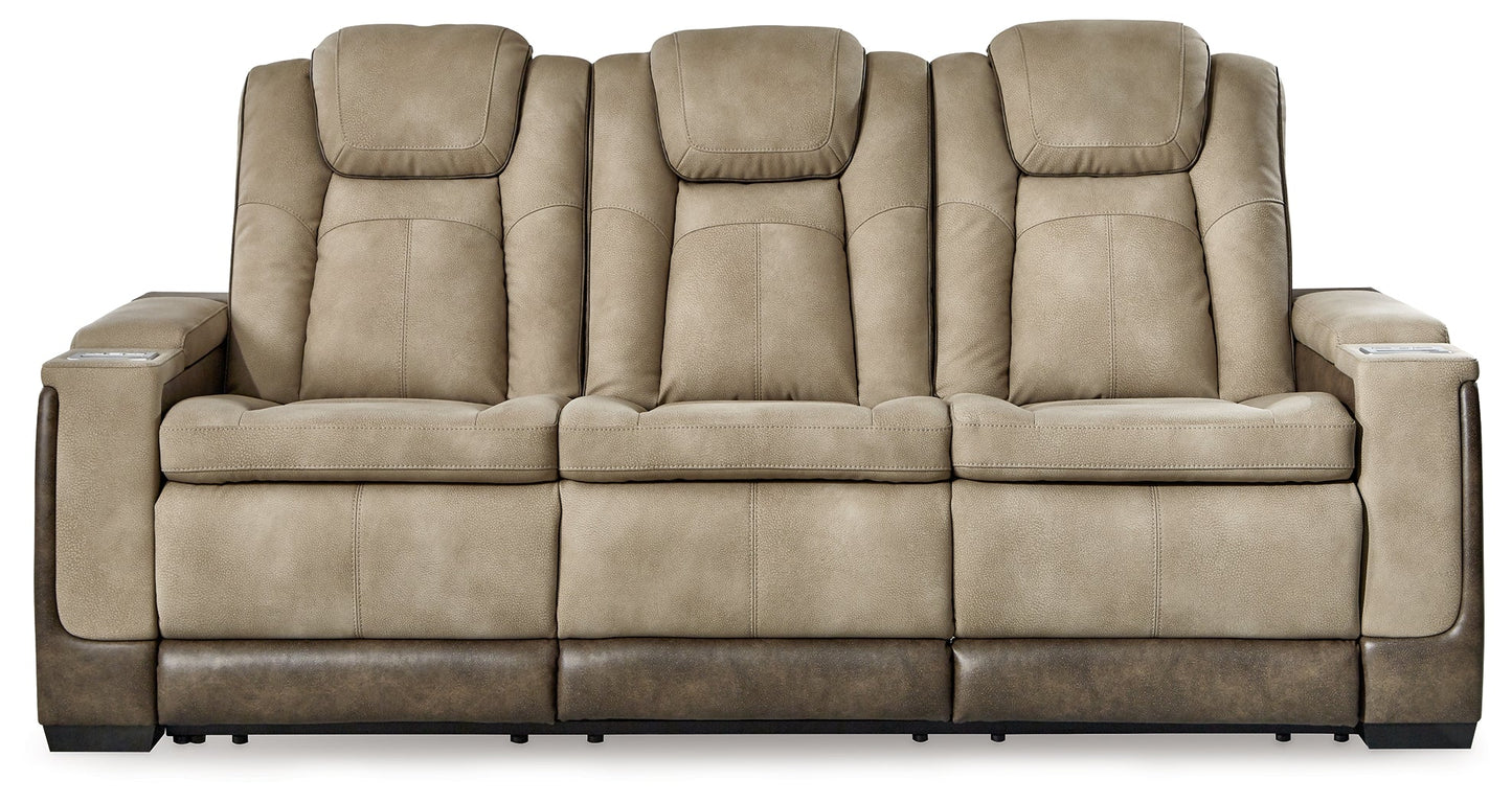 DuraPella Box-Arm Power Reclining Sofa with Drop-Down Table