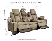 DuraPella Box-Arm Power Reclining Sofa with Drop-Down Table