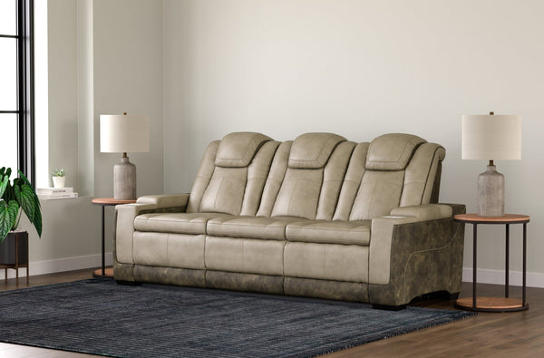 DuraPella Box-Arm Power Reclining Sofa with Drop-Down Table