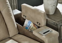 DuraPella Box-Arm Power Reclining Sofa with Drop-Down Table