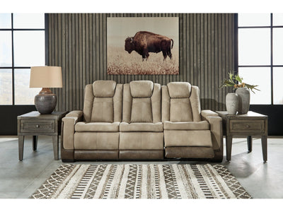 DuraPella Box-Arm Power Reclining Sofa with Drop-Down Table