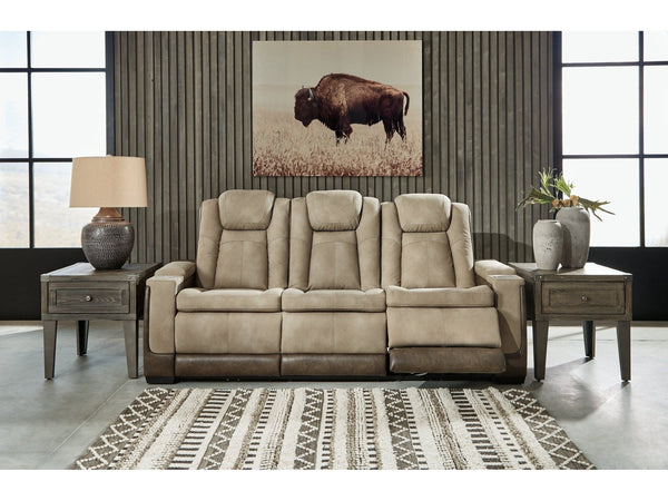 DuraPella Box-Arm Power Reclining Sofa with Drop-Down Table
